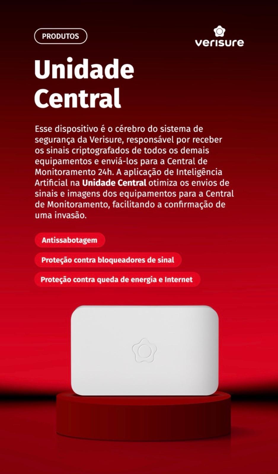 Apresentação do produto Verisure: Unidade central